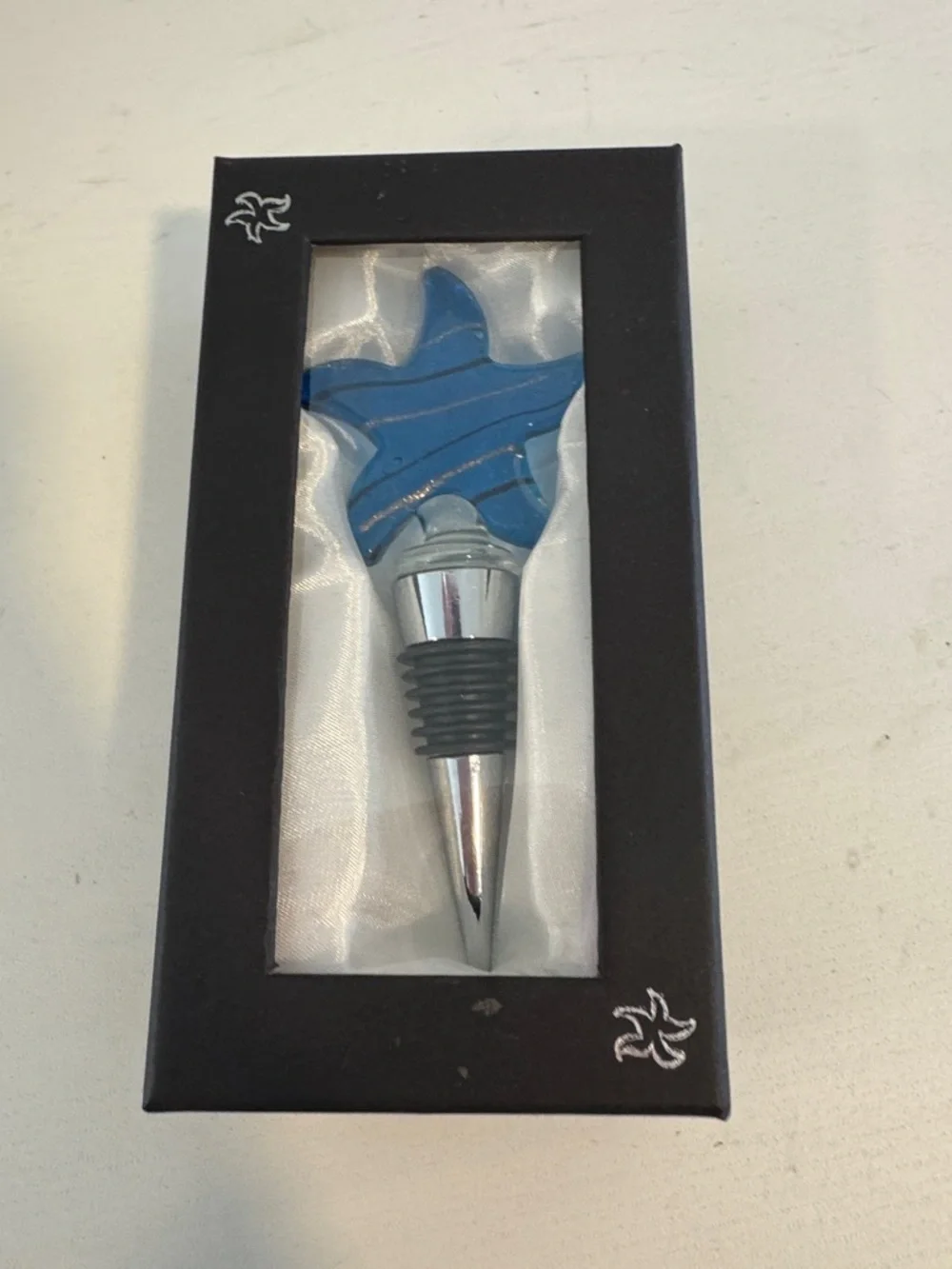 Murano Glass Blue Starfish Wine Bottle Stopper NIB